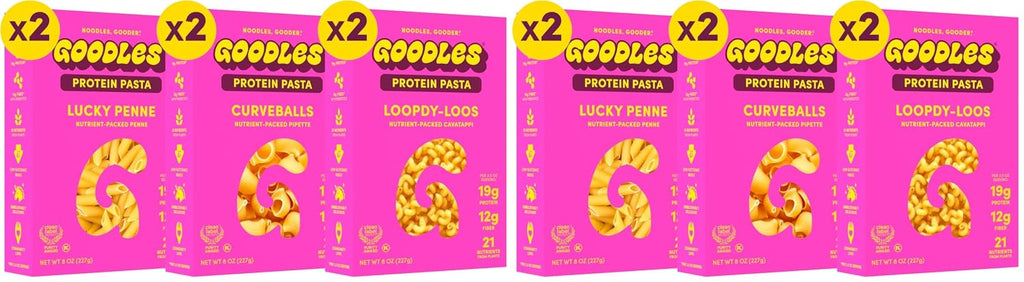 GOODLES Pasta Variety Pack 12 Pack, 8oz - 10g Protein, 7g Fiber with Prebiotics, 21 Plant-Based Nutrients | Kosher | Clean Label Certified